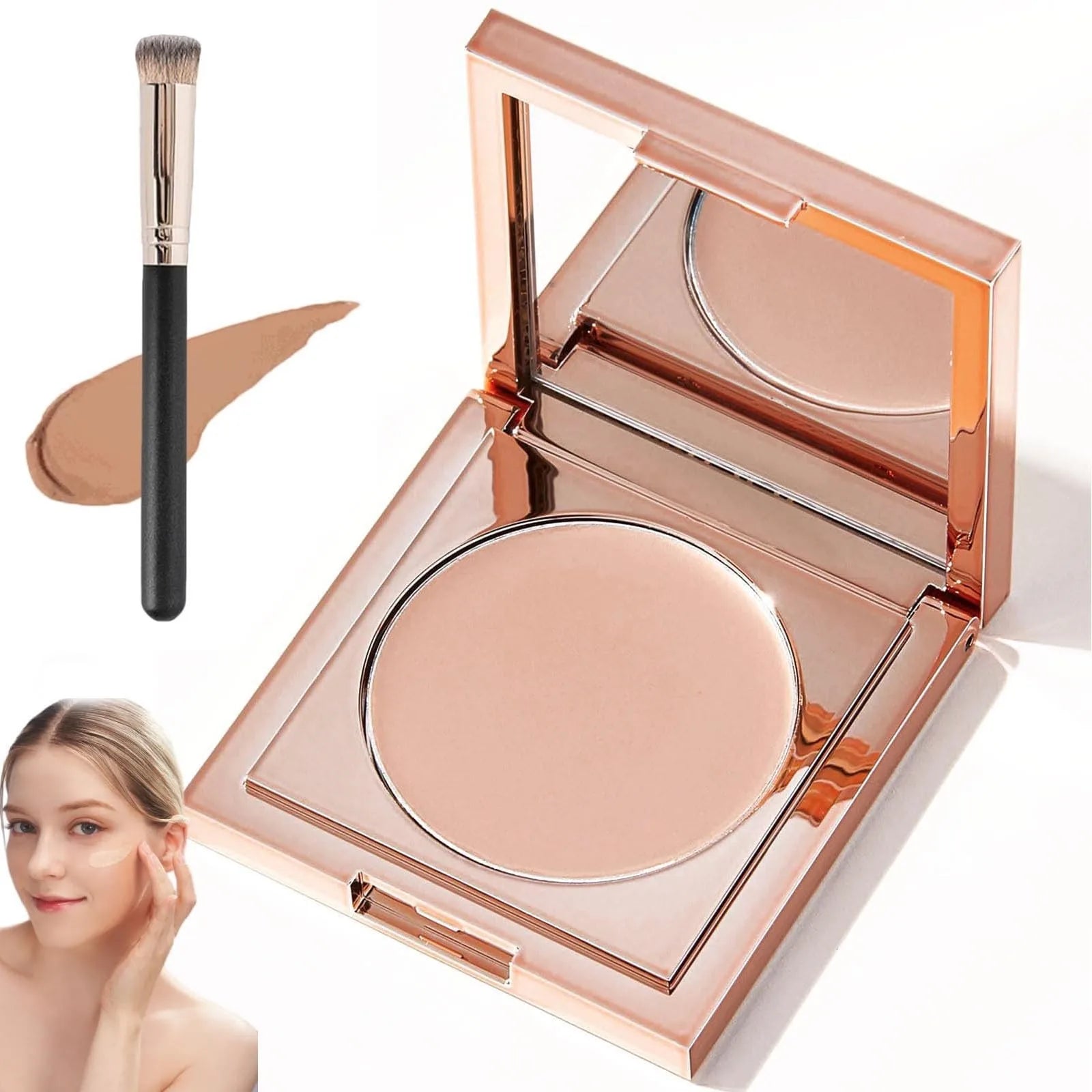 Underr Eye Corrector Kit,Color  with 1 Makeup Brushes,H