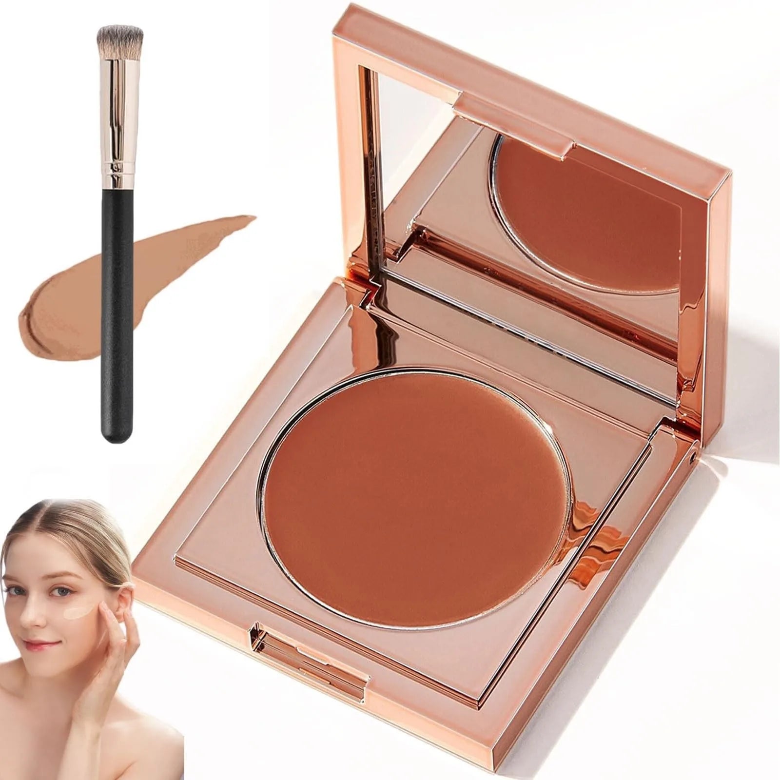 Underr Eye Corrector Kit,Color  with 1 Makeup Brushes,H